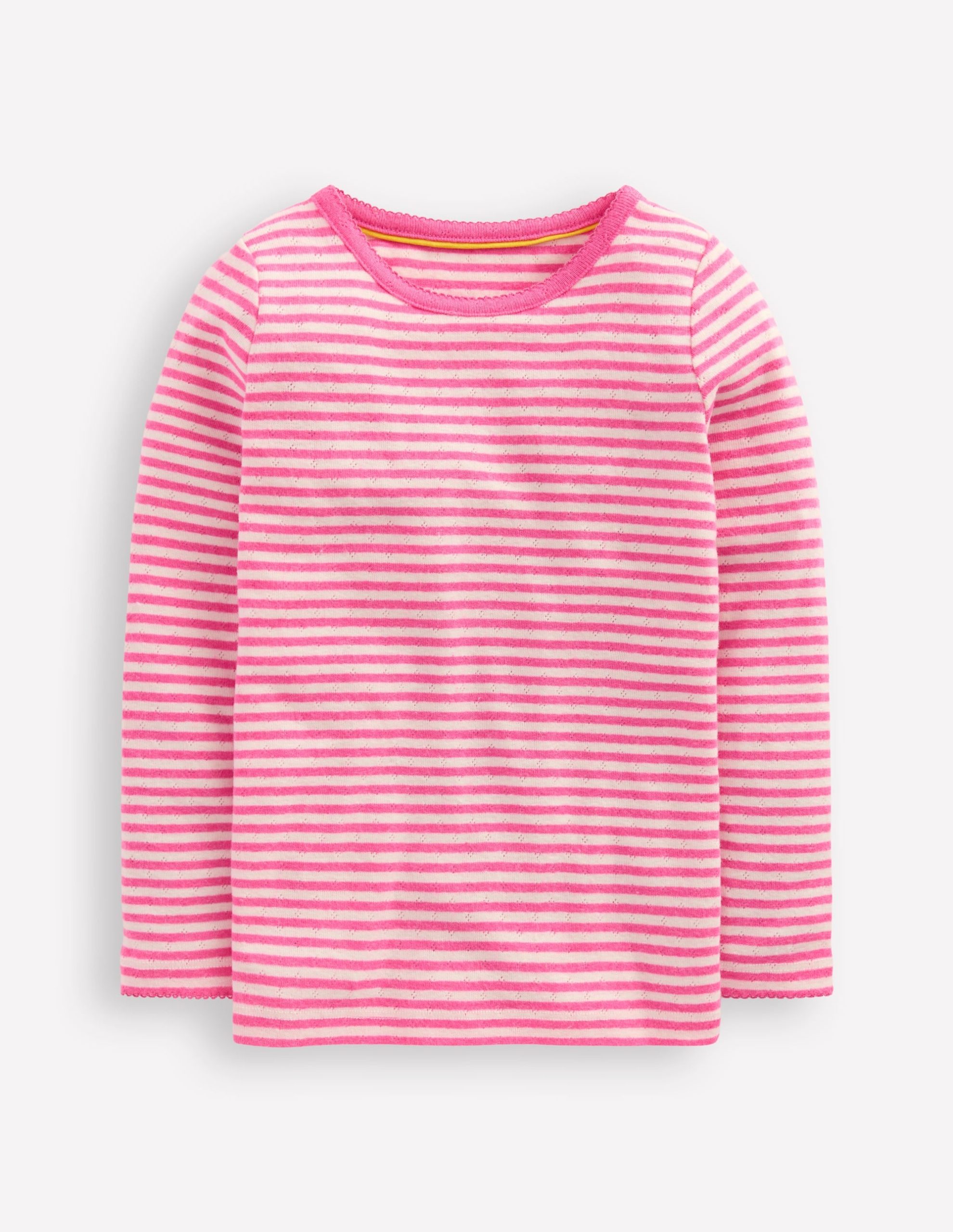 Long Sleeve Pointelle Top-Sorbet Pink Stripe