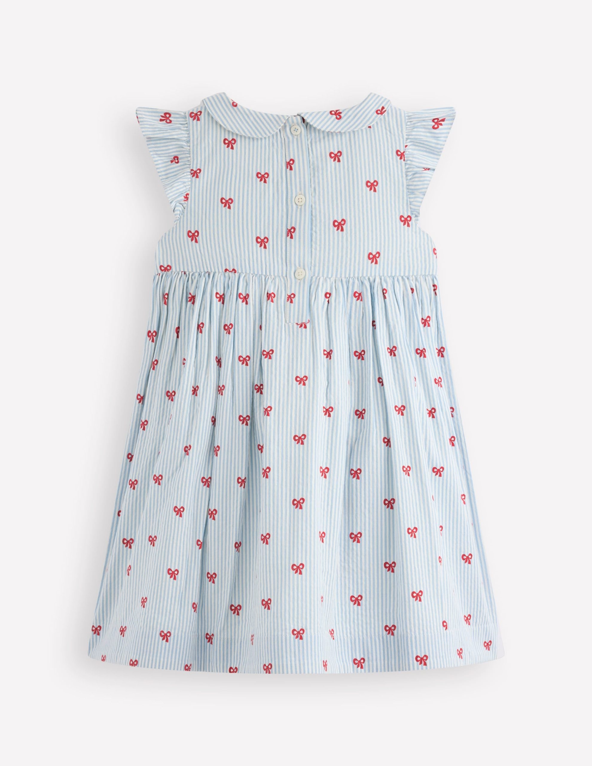 Adeline Smocked Dress-Glacier Blue Spaced Tiny Bows - Image 3