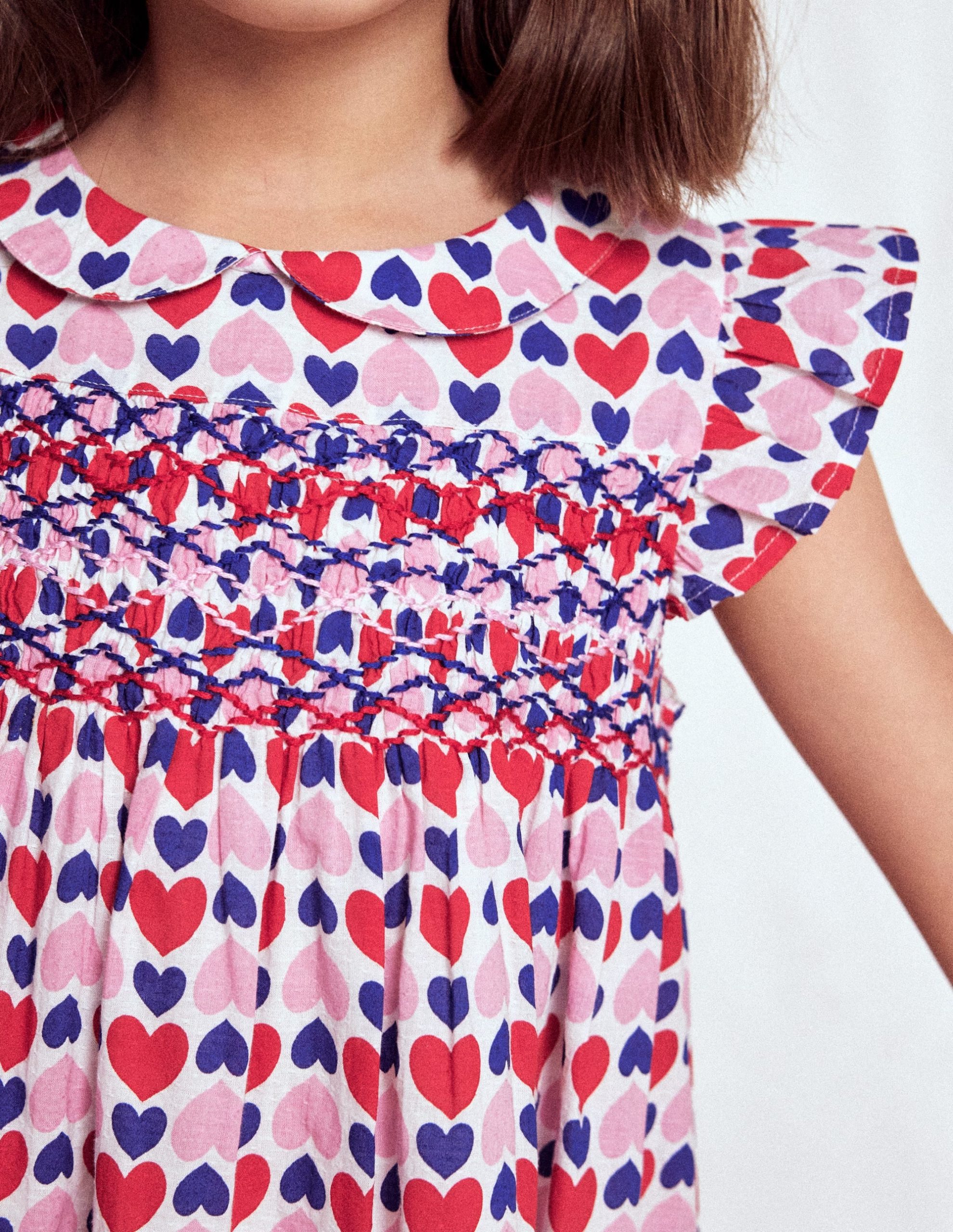 Adeline Smocked Dress-Poppy Red Geo Heart - Image 2