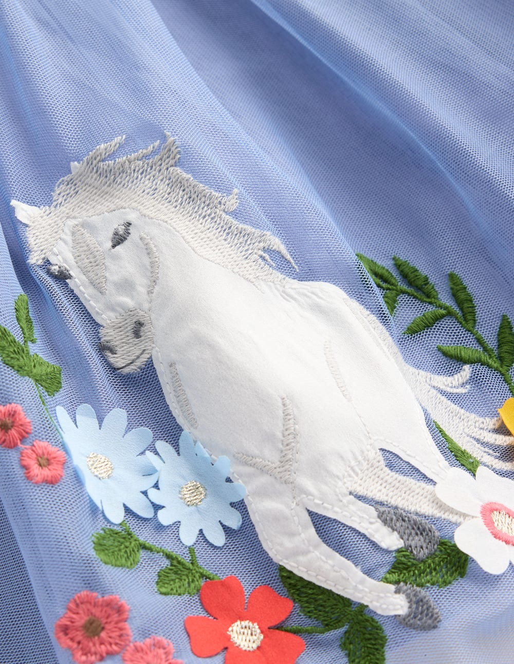 Ami Applique Tulle Dress-Pale Blue Horses - Image 6