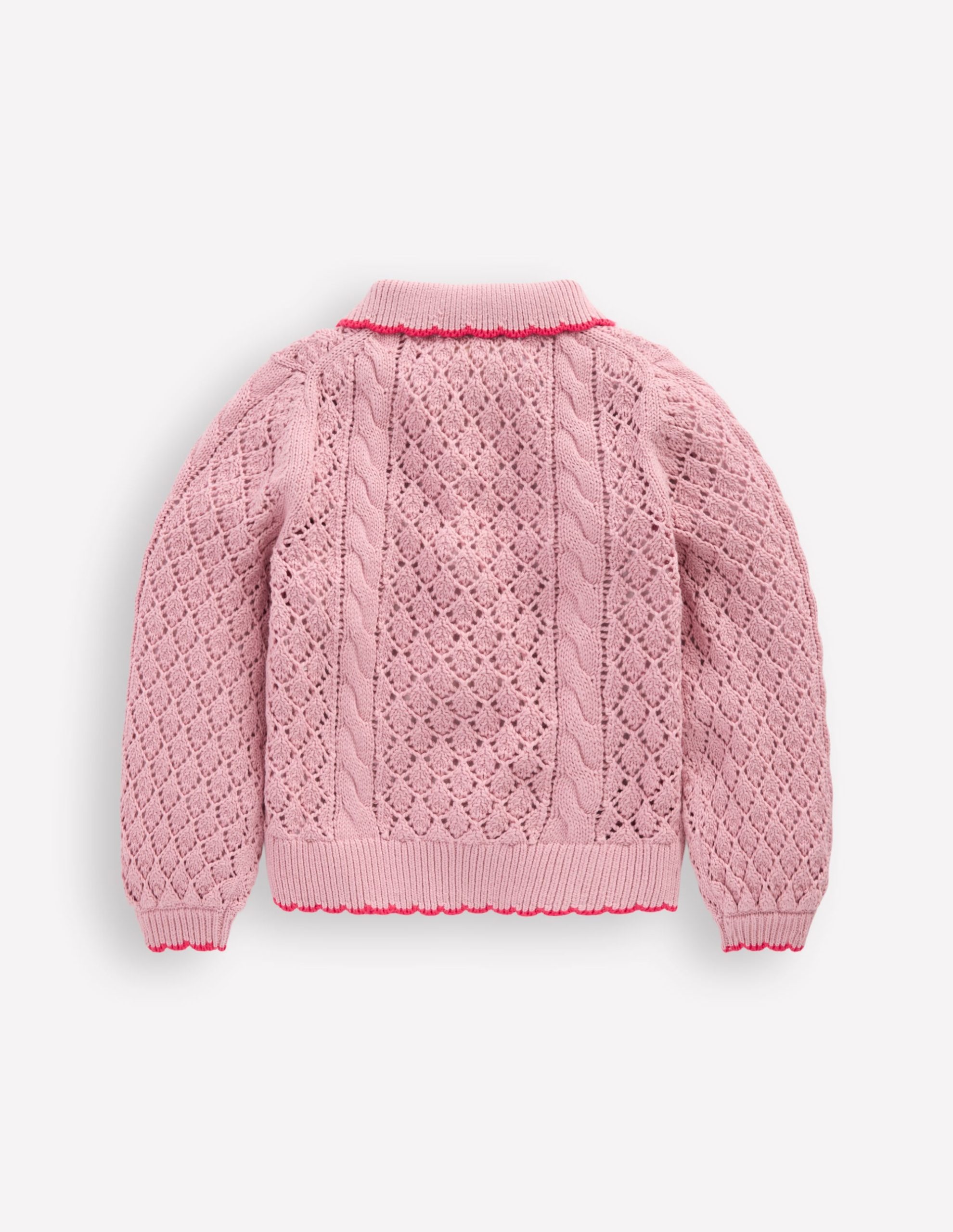 Cotton Embroidered Cardigan-Vintage Pink - Image 2