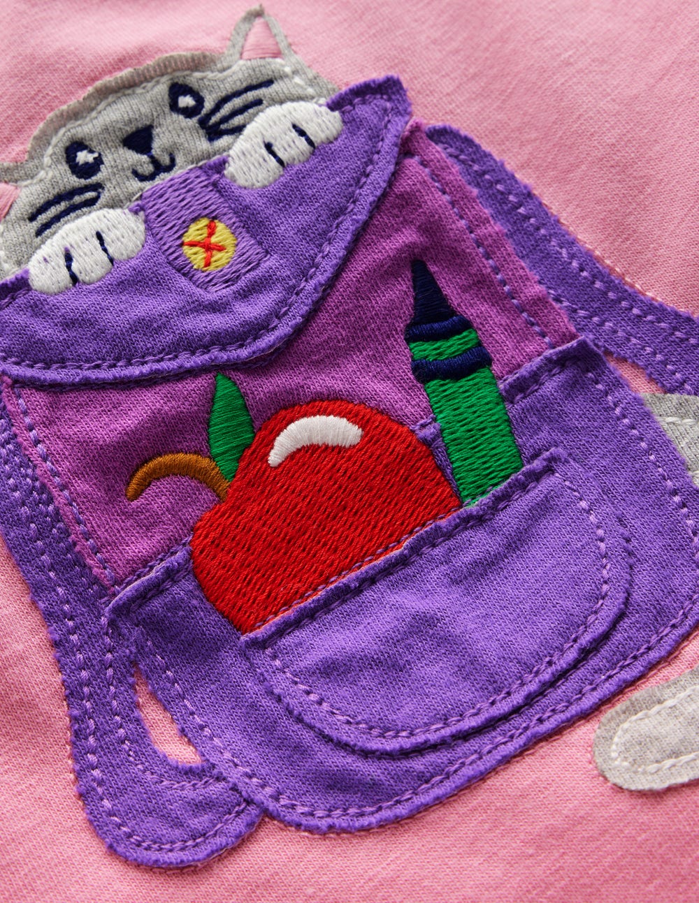 Short Sleeve Appliqu?? T-shirt-Formica Pink Stationary Pets - Image 3