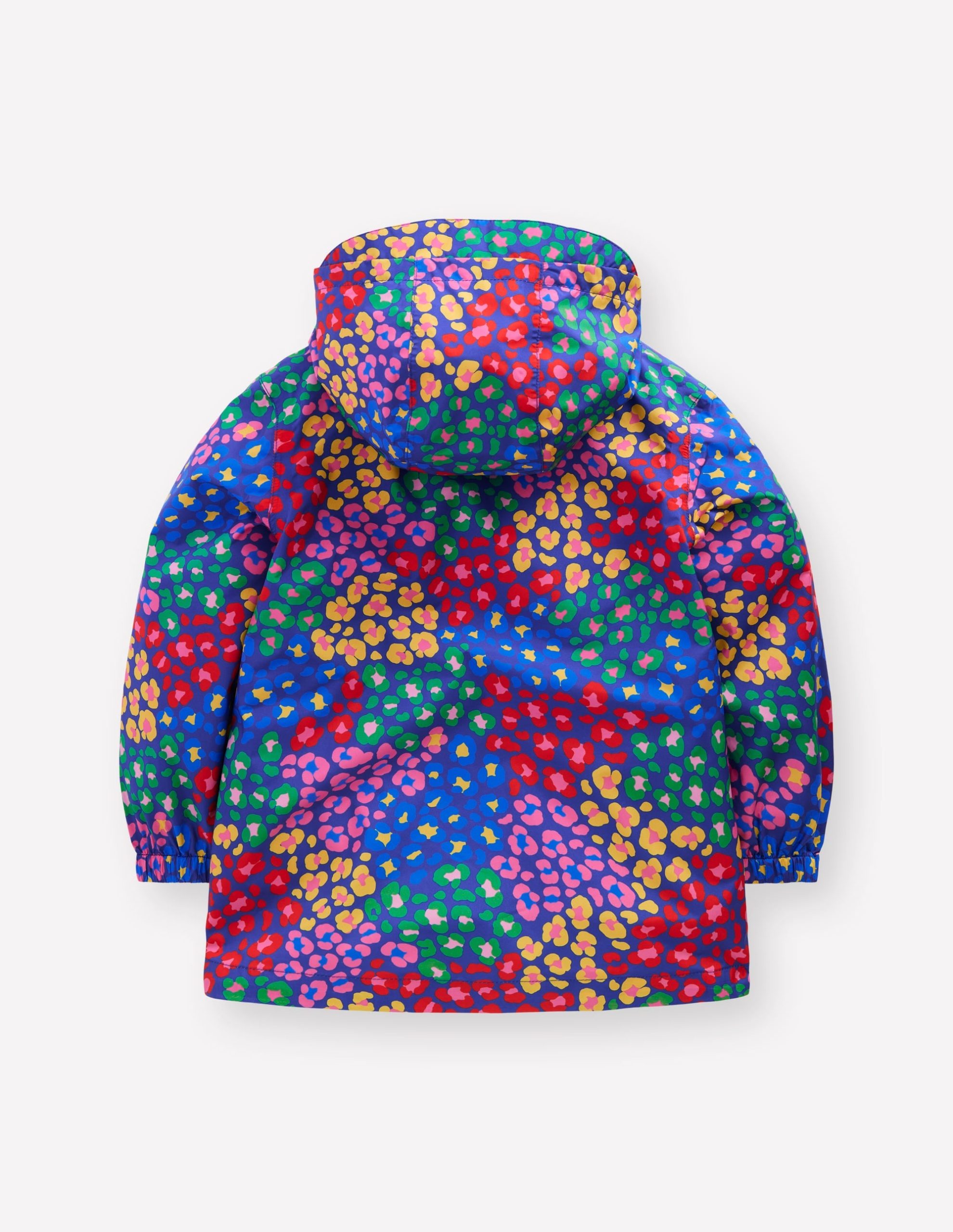 Waterproof Pack-away Jacket-Bright Blue Multi Leopard - Image 2