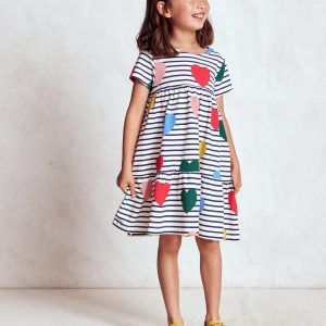 Ariel Twirly Jersey Dress-Multi Heart Stripe