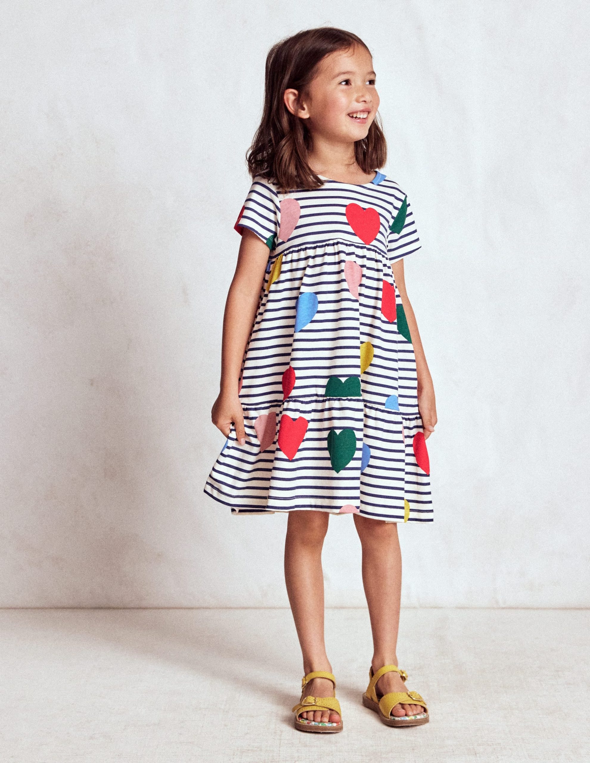 Ariel Twirly Jersey Dress-Multi Heart Stripe