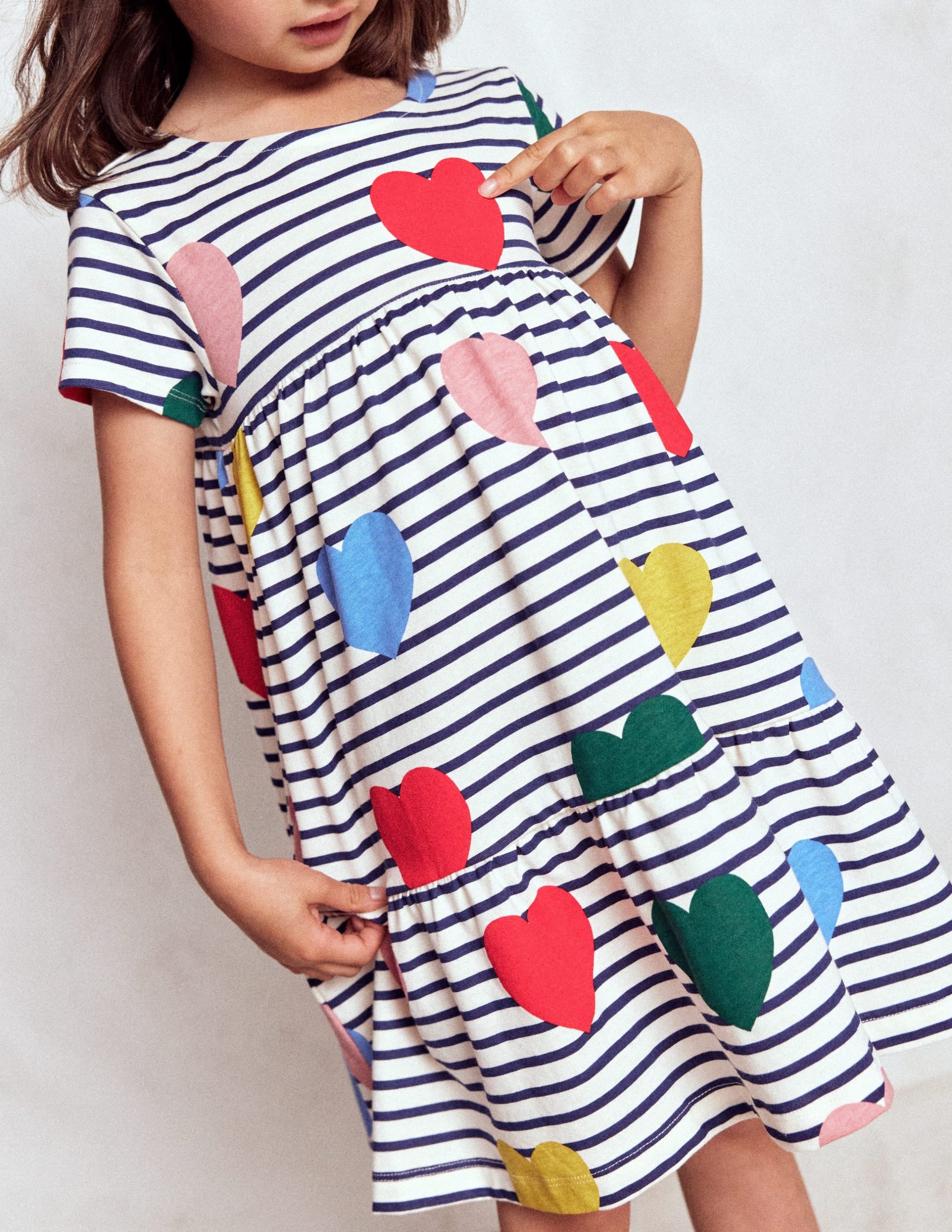 Ariel Twirly Jersey Dress-Multi Heart Stripe - Image 2