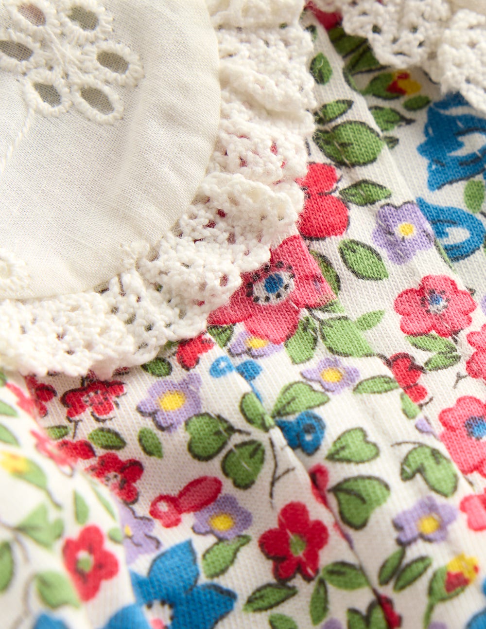 Broderie Collar Tunic Set-Vintage Pink Spaced Ditsy - Image 3