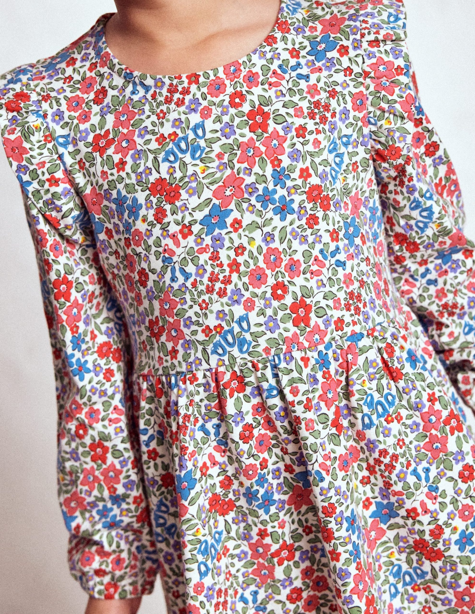 Posie Long Sleeve Jersey Dress-Rose Pink Flowerbed - Image 2