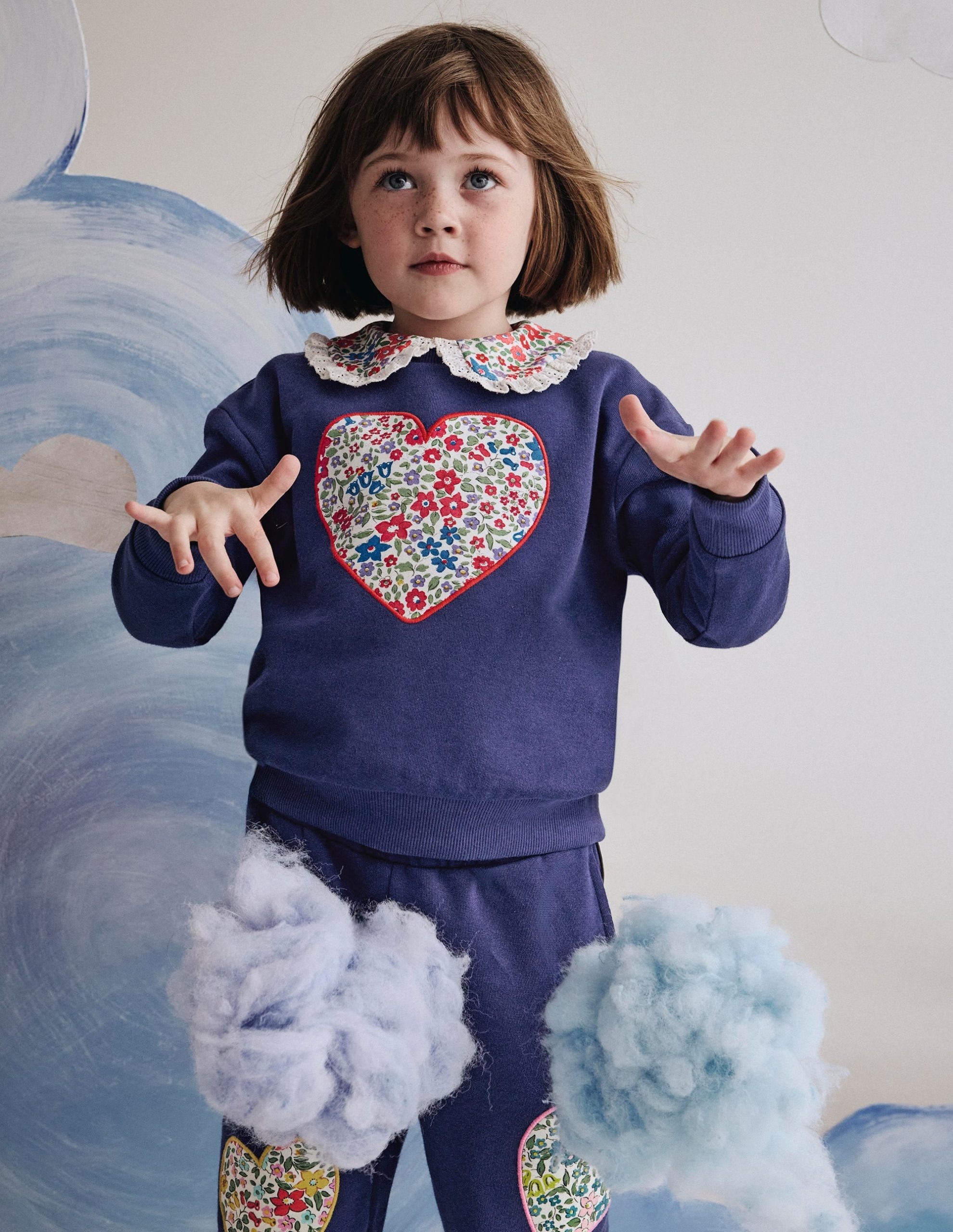 Bobbie Appliqu?? Sweatshirt-Starboard Blue Hearts - Image 2