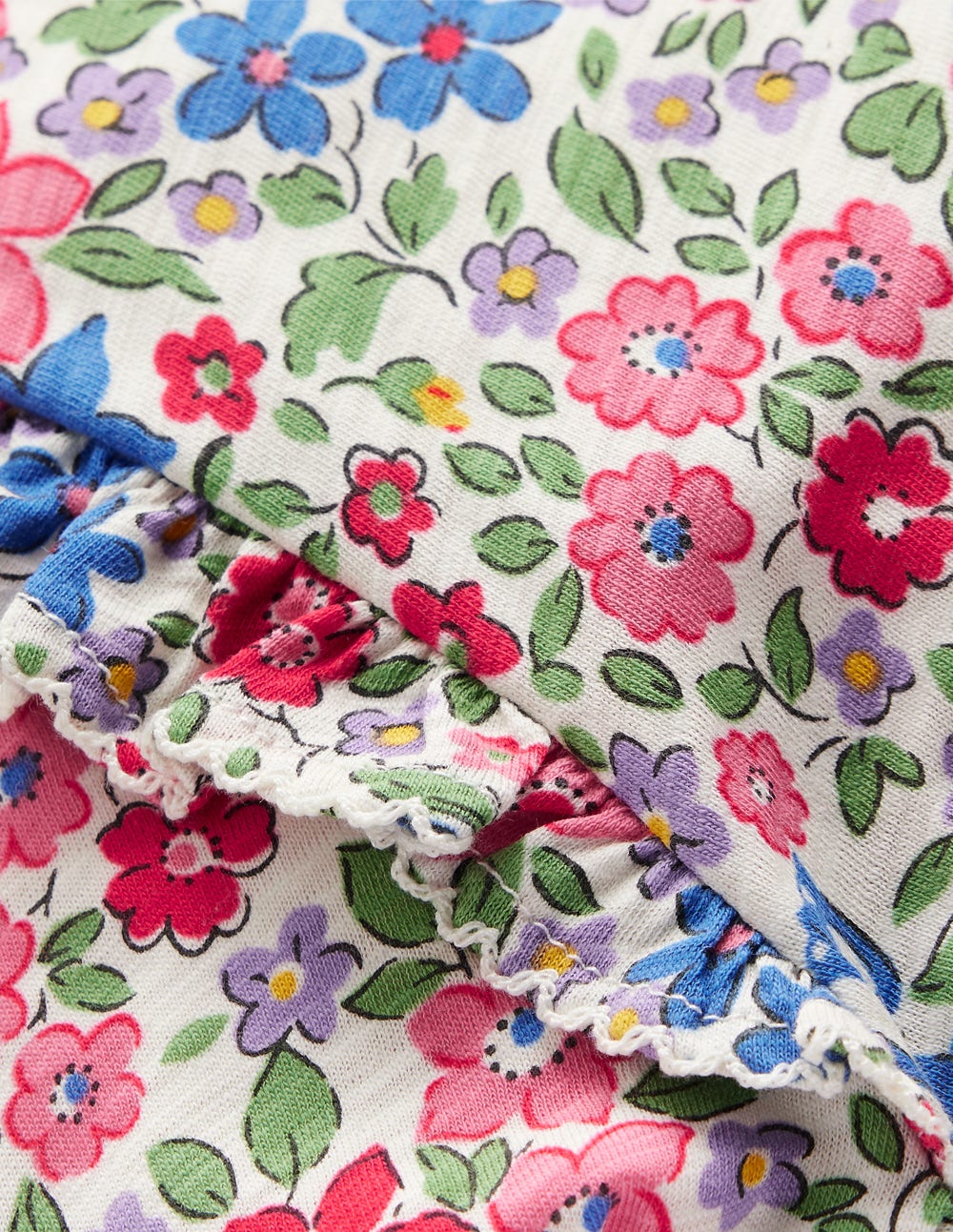 Frill Sleeve Slub Top-Rose Pink Flowerbed - Image 7