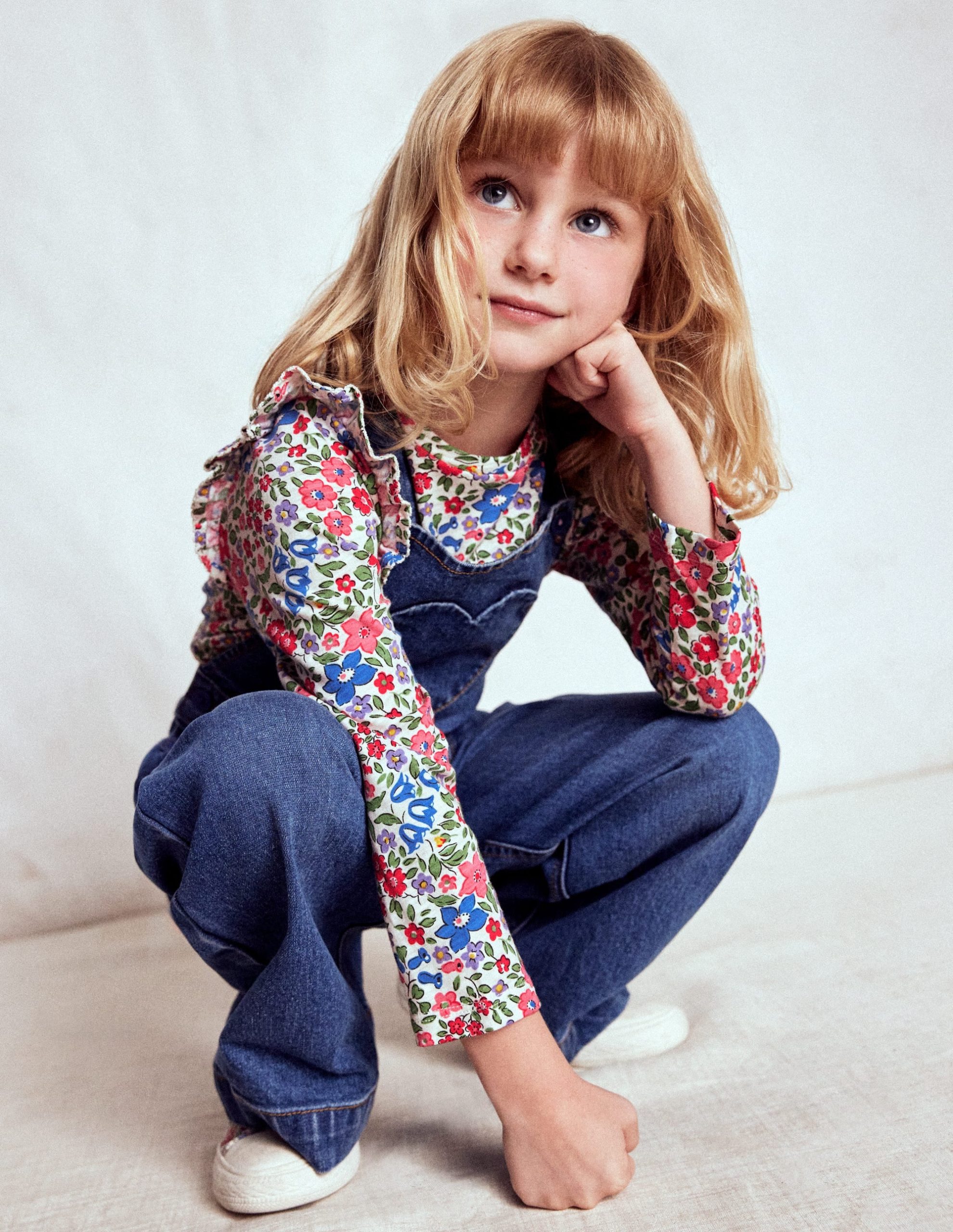 Frill Sleeve Slub Top-Rose Pink Flowerbed - Image 3