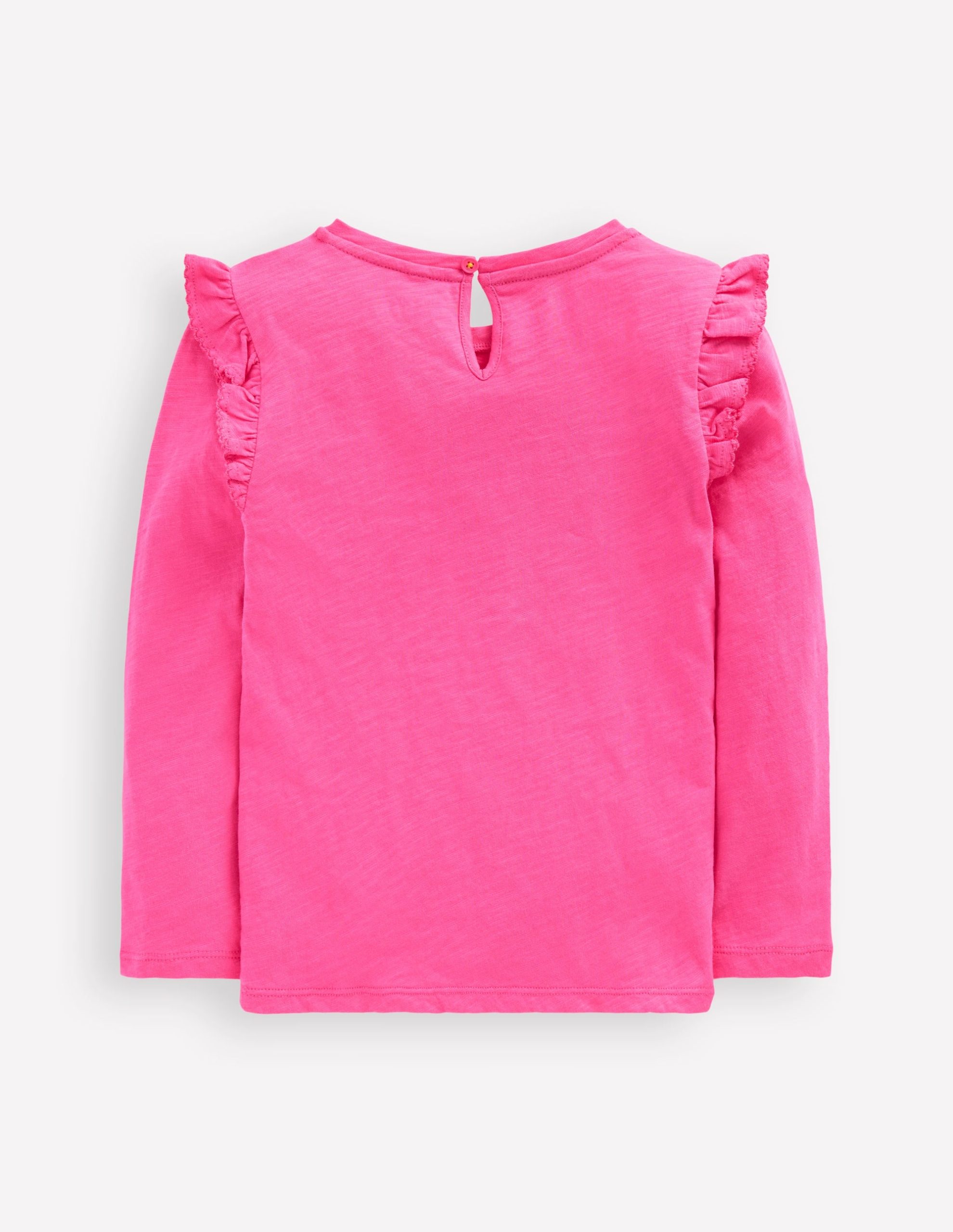 Frill Sleeve Slub Top-Sorbet Pink - Image 2