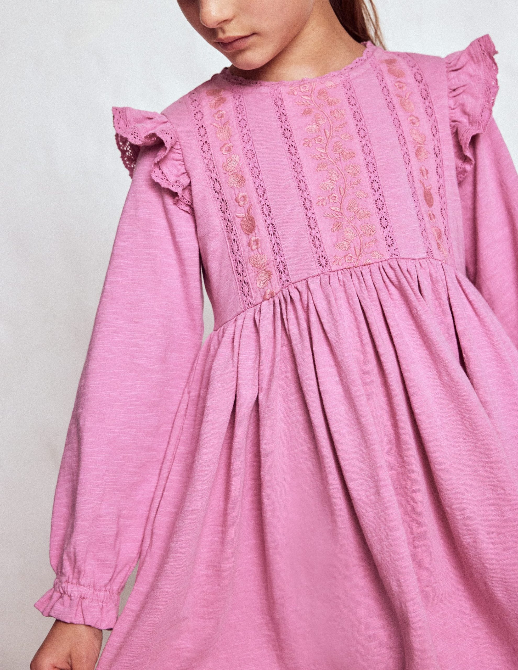 Lace Trim Jersey Dress-Formica Pink - Image 2