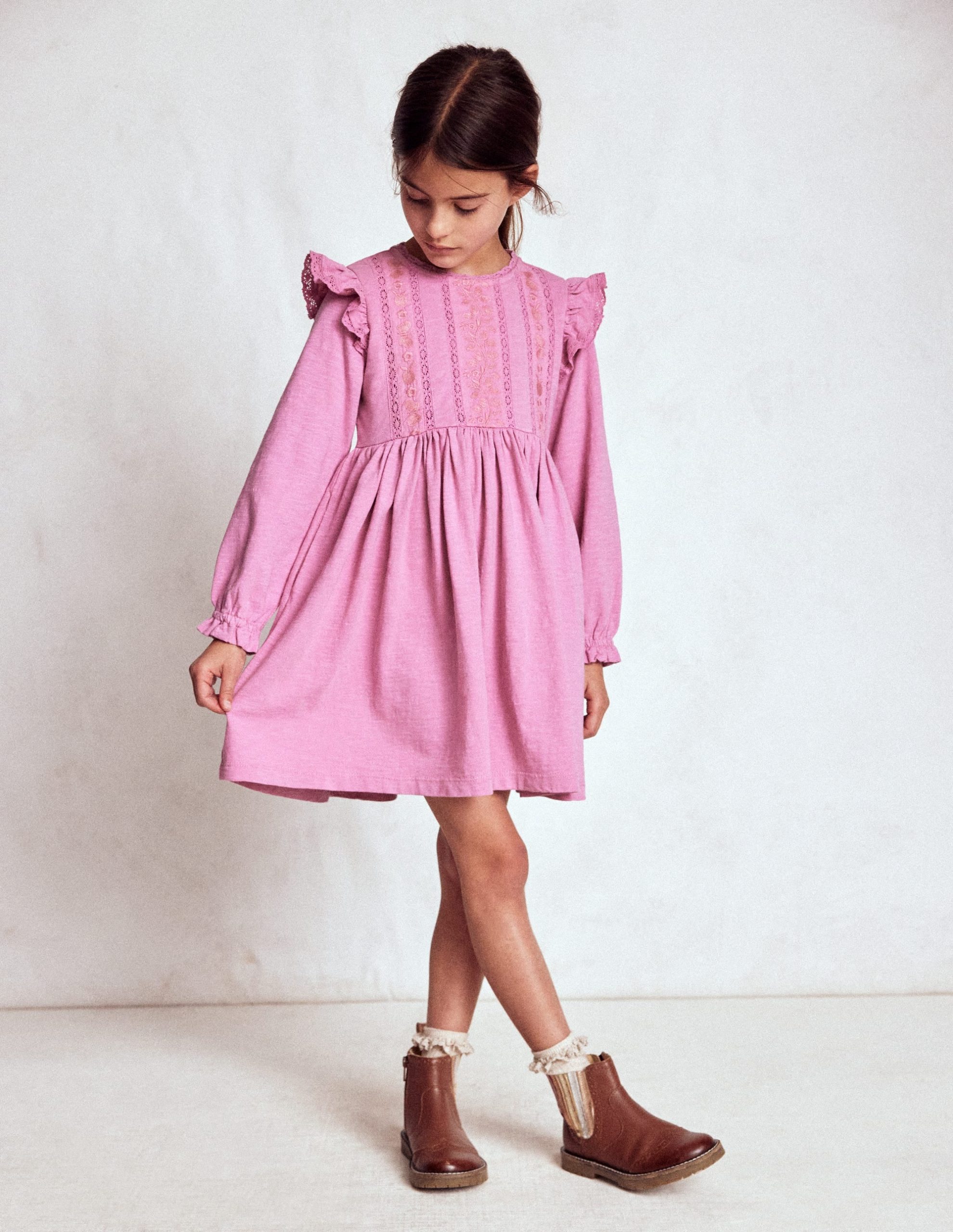 Lace Trim Jersey Dress-Formica Pink - Image 3