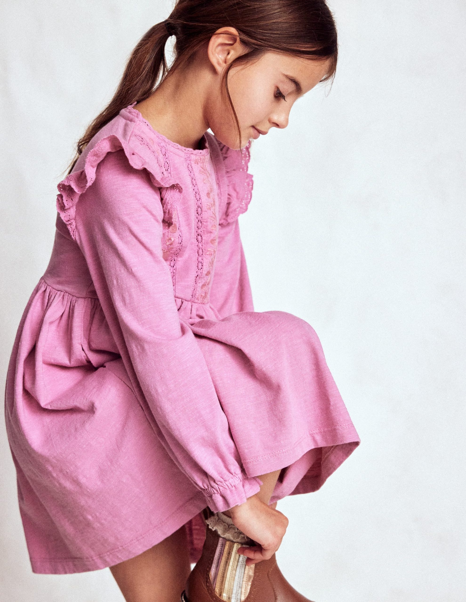 Lace Trim Jersey Dress-Formica Pink - Image 4