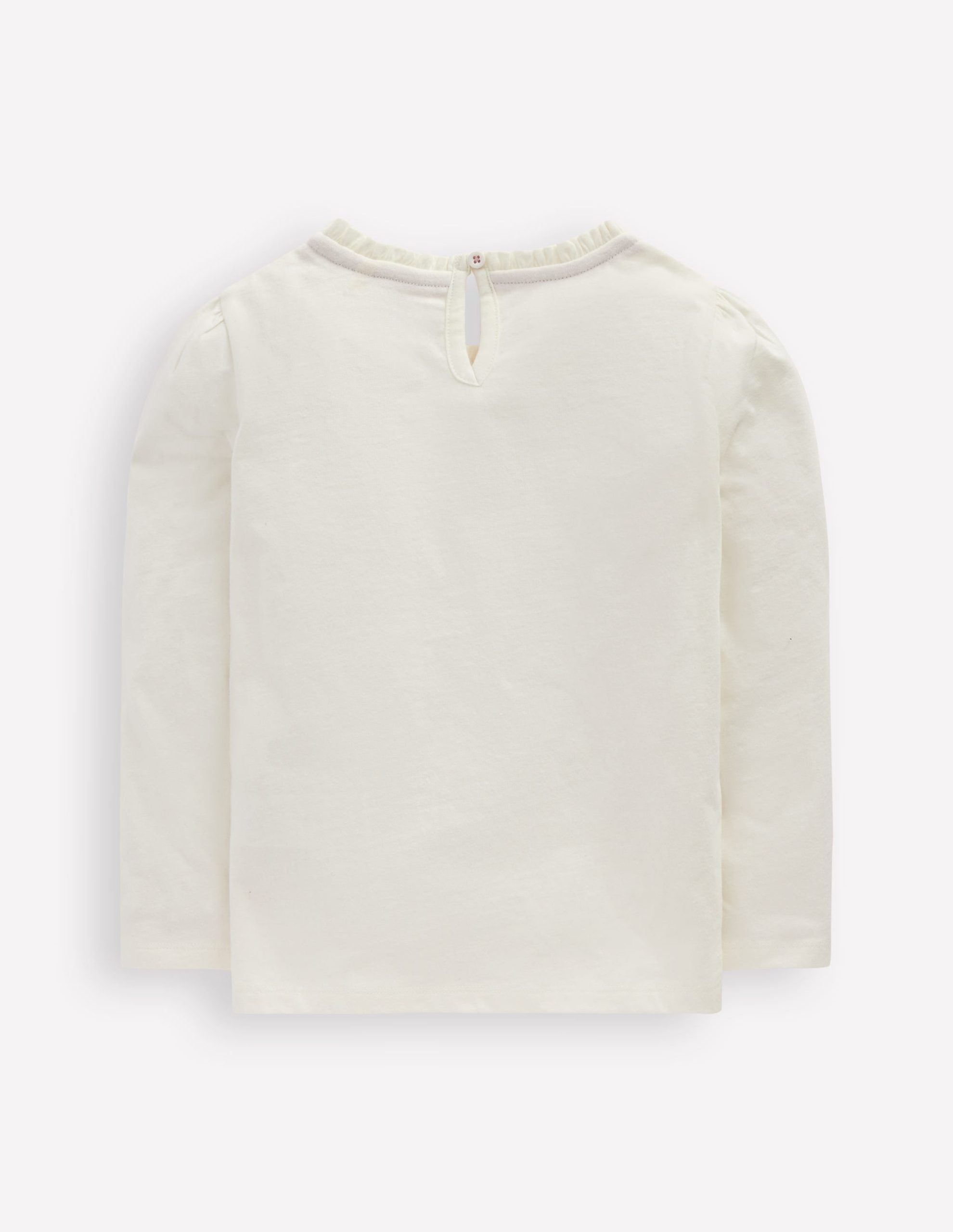 Frill Neck Appliqu?? T-shirt-Soft Ivory Hearts - Image 2