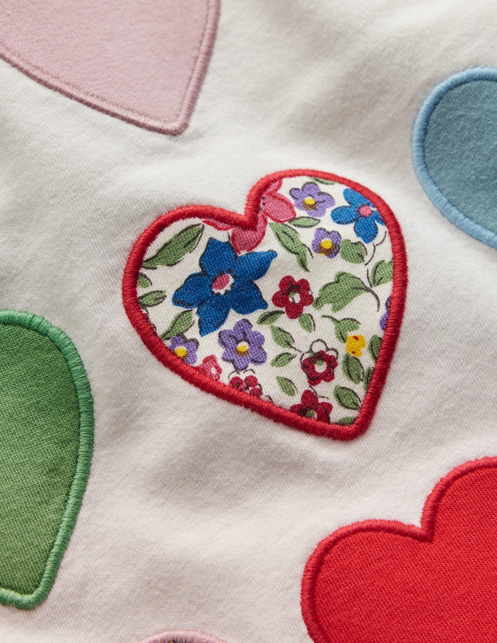 Frill Neck Appliqu?? T-shirt-Soft Ivory Hearts - Image 3