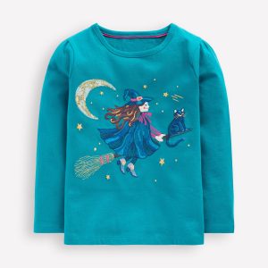 Long Sleeve Superstitch Tee-Deep Sea Green Witch