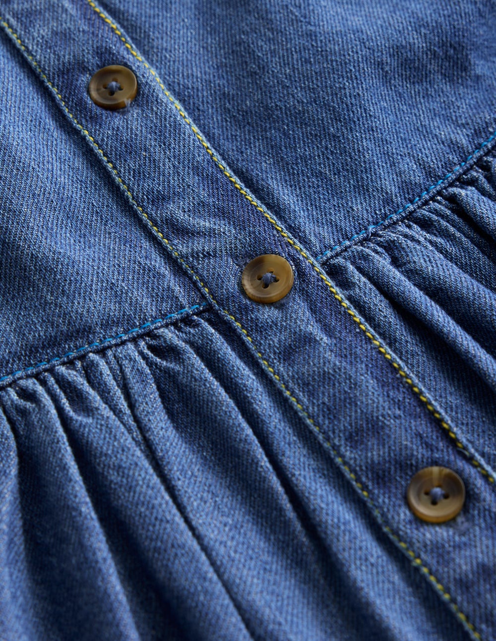Button-through Pinafore Dress-Mid Vintage Denim - Image 4