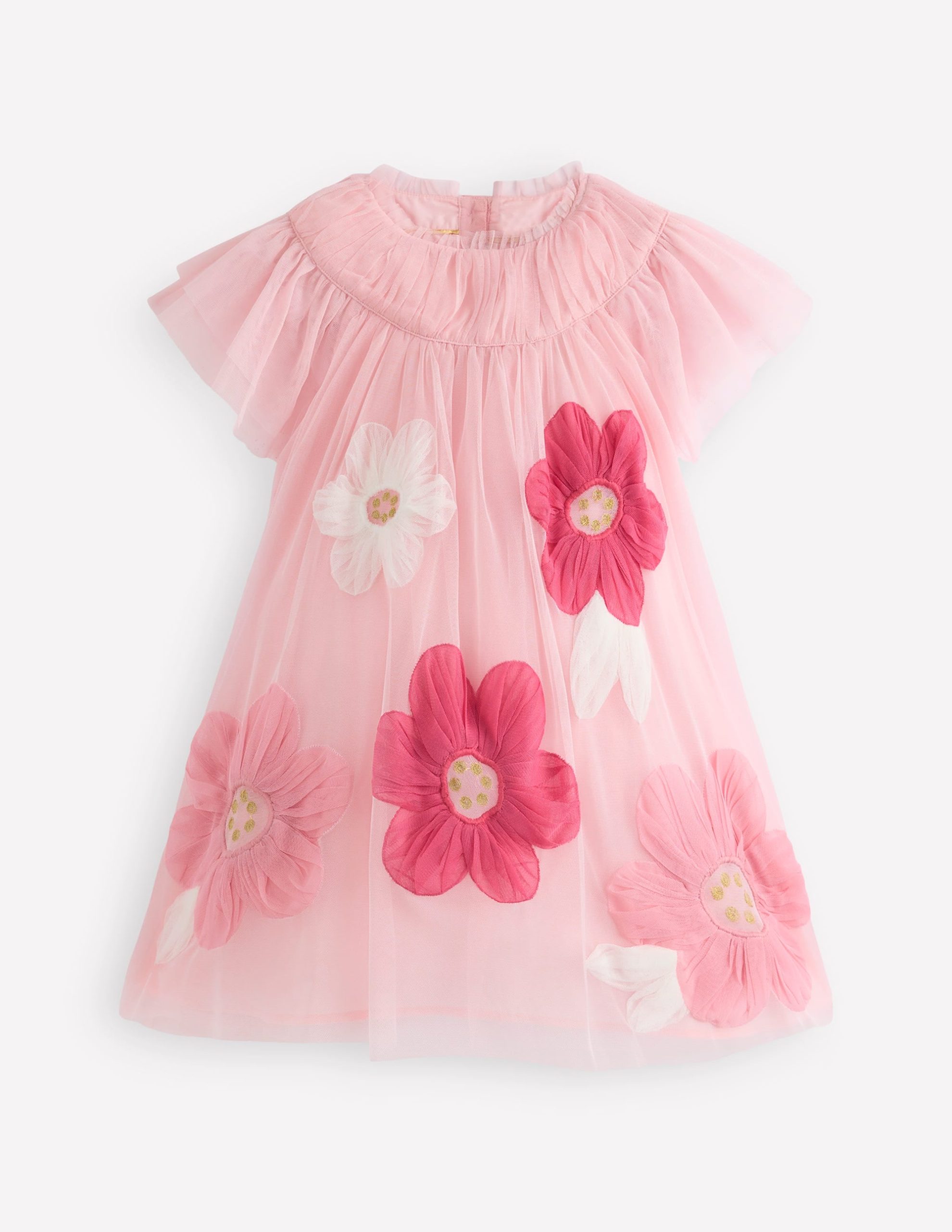 Appliqu?? Tulle Dress-Chalk Pink Flower - Image 5
