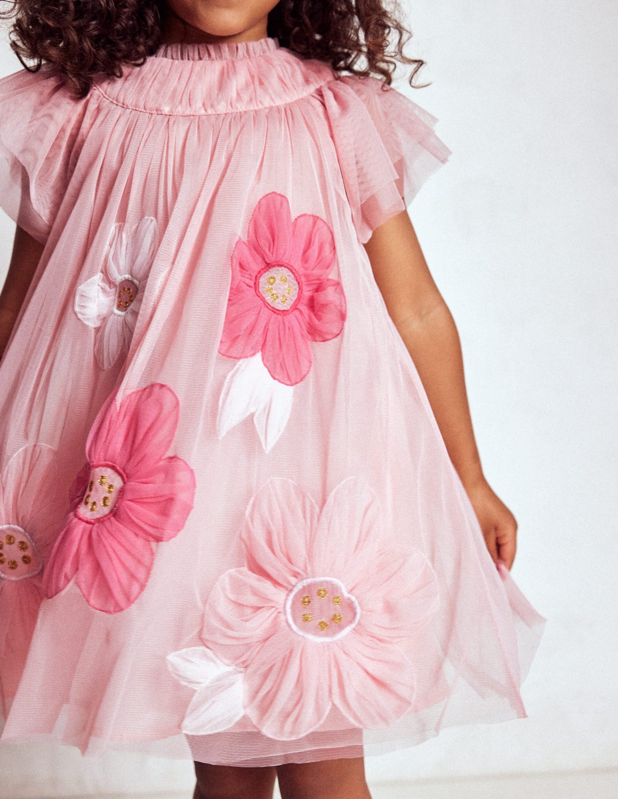 Appliqu?? Tulle Dress-Chalk Pink Flower - Image 2