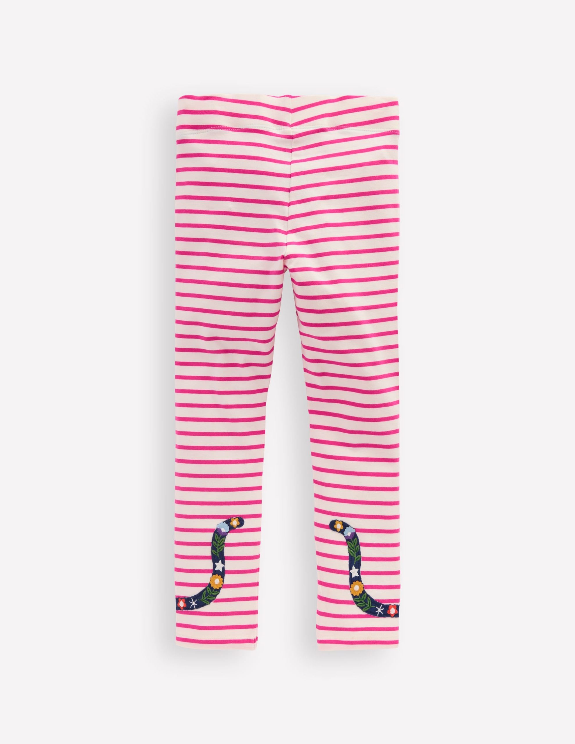 Appliqu?? Leggings-Soft Ivory/Raspberry Pink Cats - Image 2