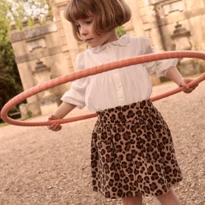 Button-through Mini Skirt-Leopard Print