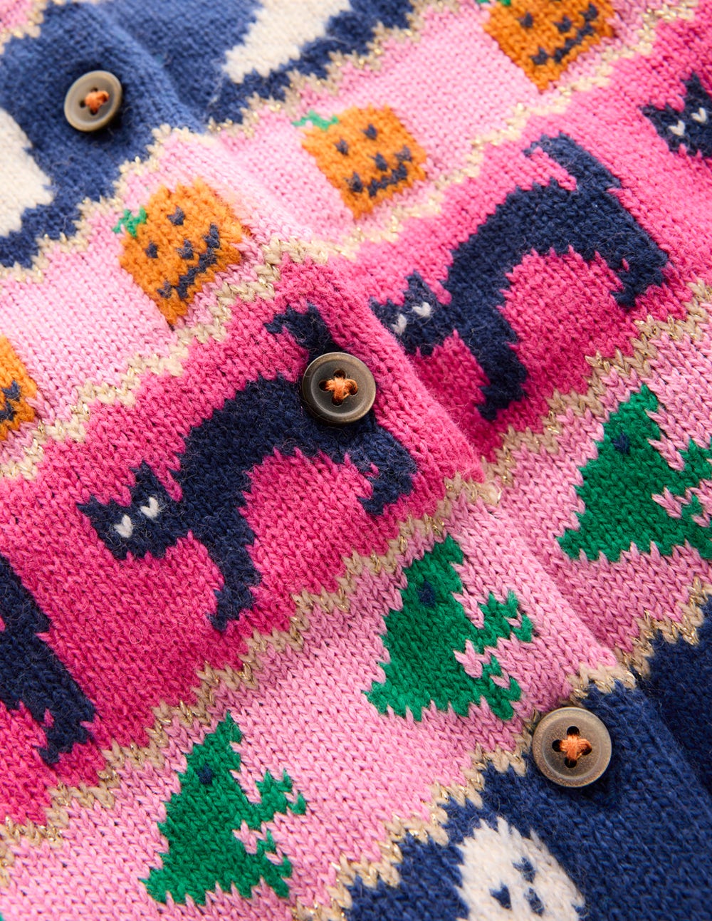 Edie Fair Isle Cardigan-Raspberry Pink Halloween - Image 3