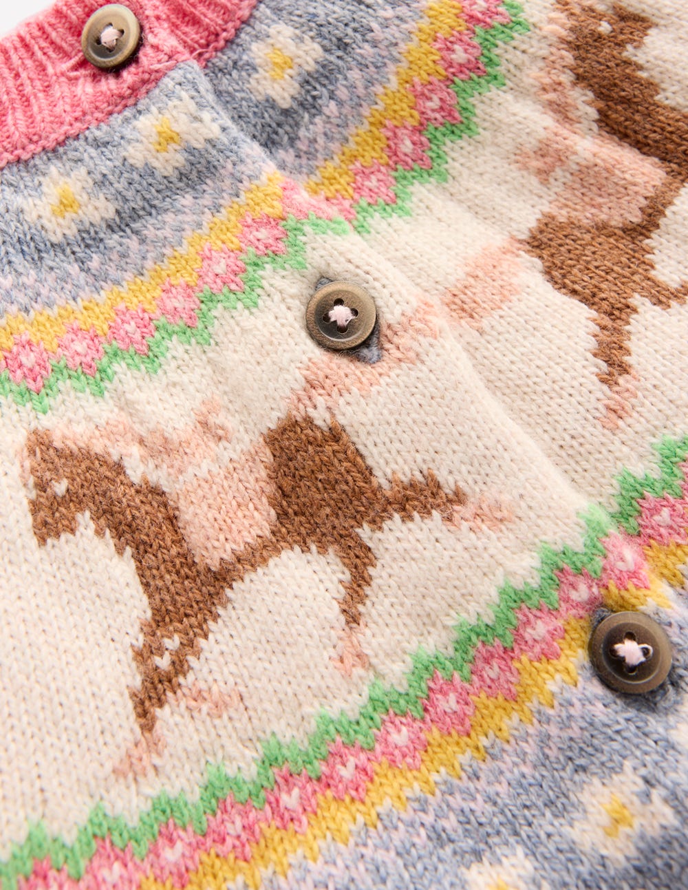 Edie Fair Isle Cardigan-Glacier Blue Marl Horses - Image 3