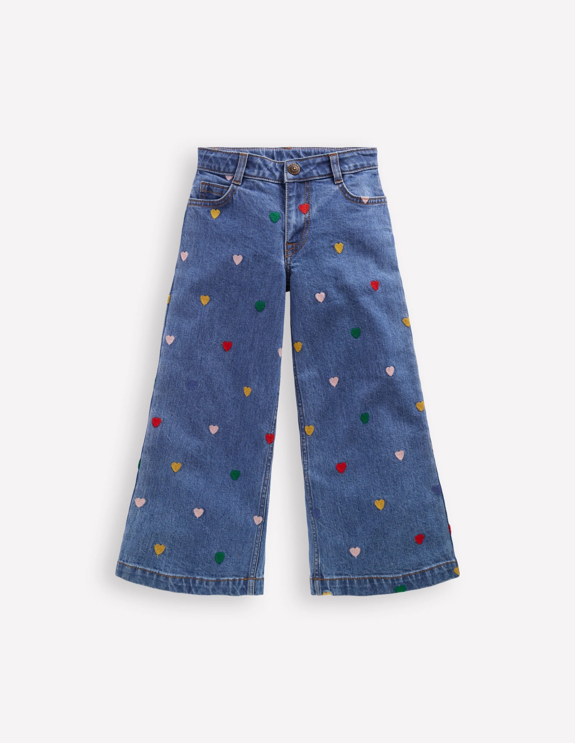 Wide Leg Pants-Mid Vintage Denim Hearts - Image 2