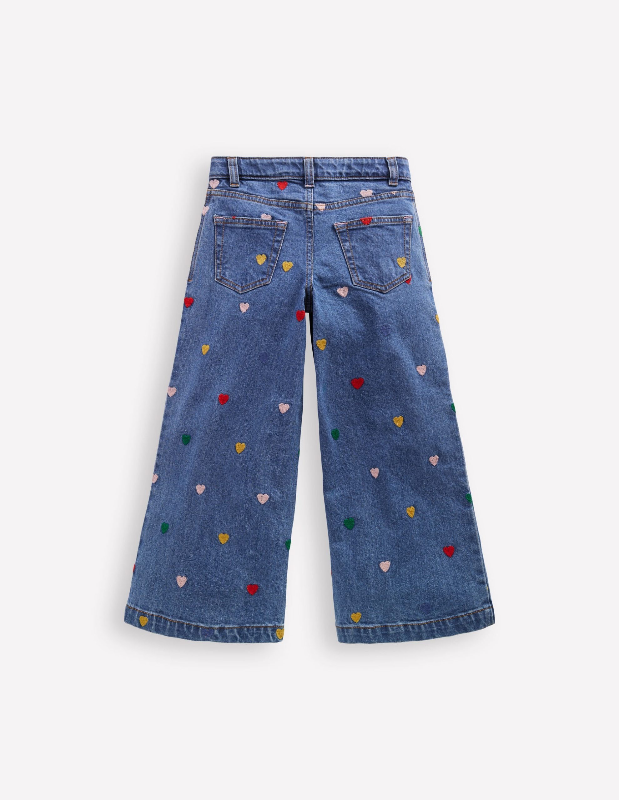 Wide Leg Pants-Mid Vintage Denim Hearts - Image 3