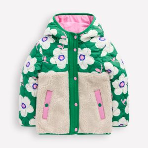 Janie Borg Mix Jacket-Rich Emerald Green Giant Daisy