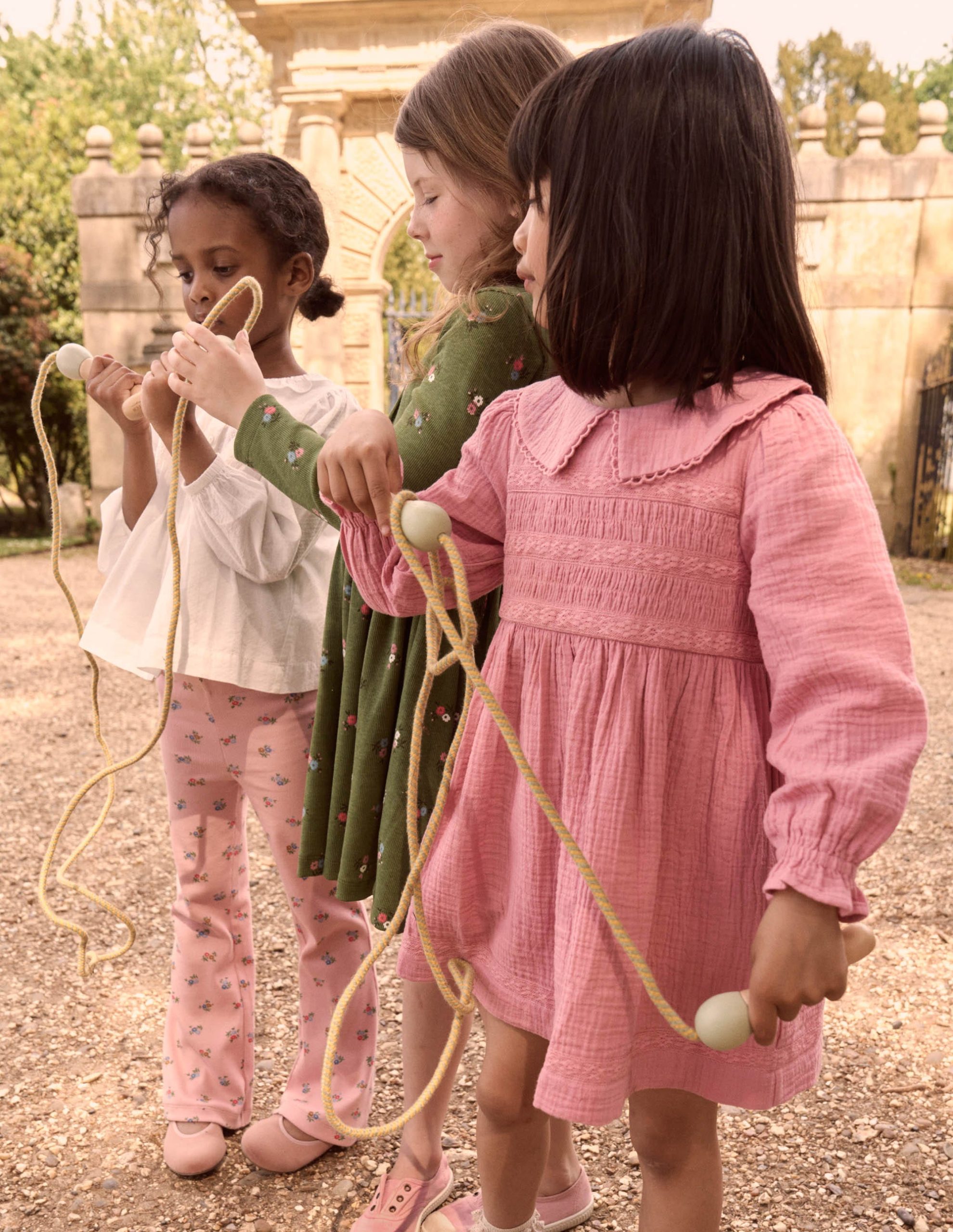 Double Cloth Collared Dress-Pink Heather