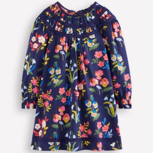 Pretty Lace Trim Jersey Dress-College Navy Pansy Bed