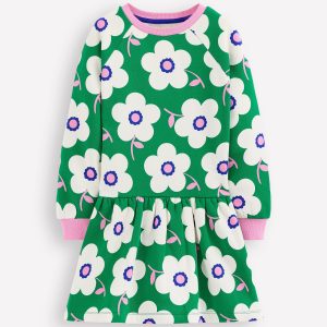 Cosy Sweatshirt Dress-Rich Emerald Giant Daisy