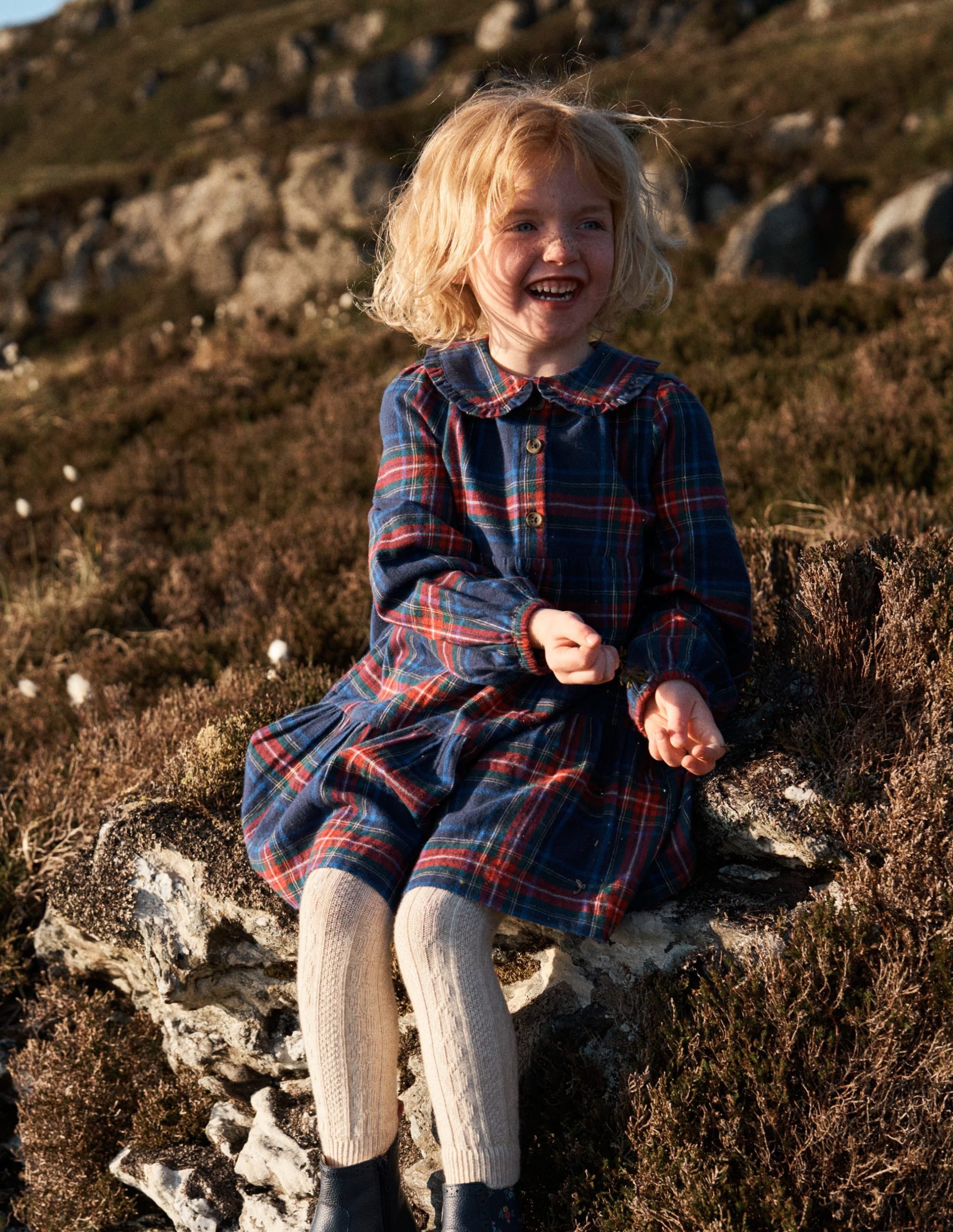 Minna Collared Woven Dress-French Navy Check