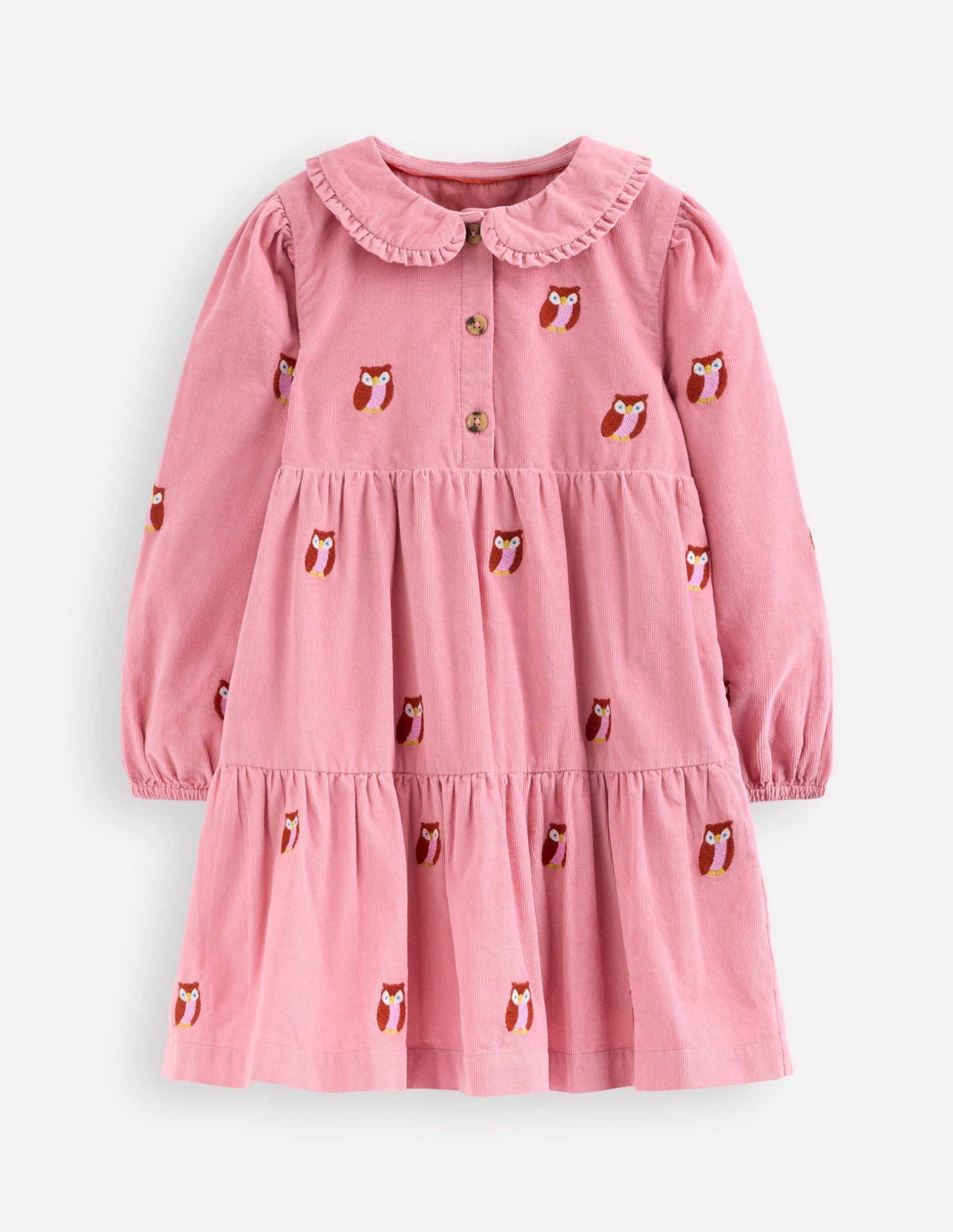 Minna Collared Woven Dress-Pink Owl Embroidery - Image 2