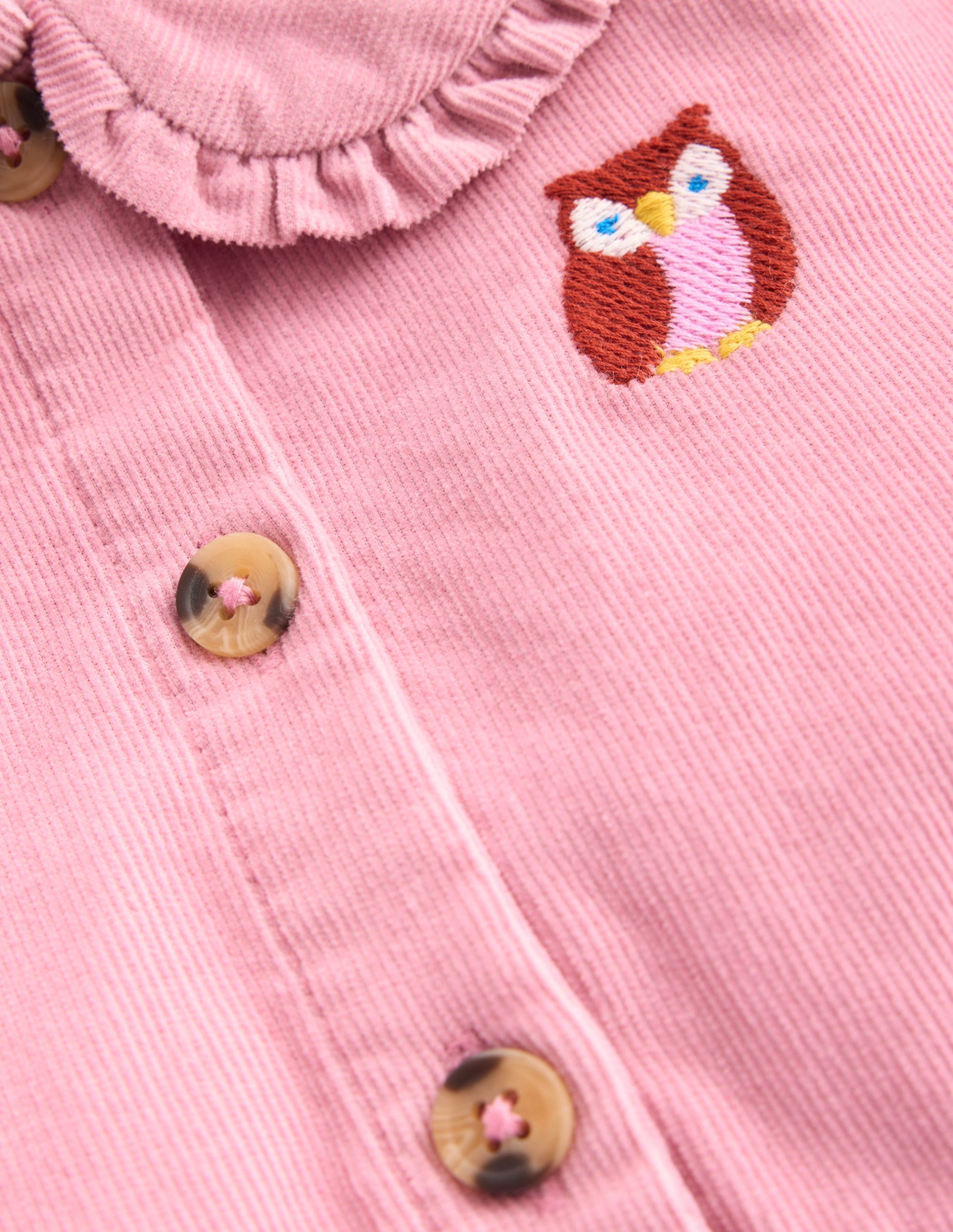 Minna Collared Woven Dress-Pink Owl Embroidery - Image 4