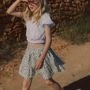 Double Cloth Printed Skirt-Soft Ivory Ditsy Floral