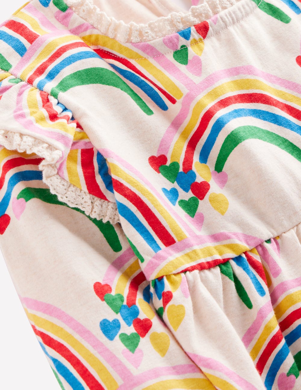 Printed Tunic Set-Oatmeal Marl Rainbow Hearts - Image 3