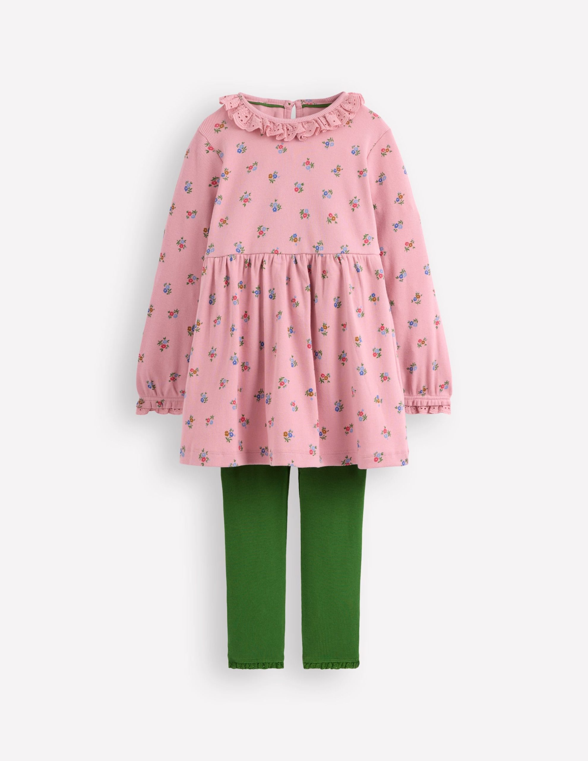 Ribbed Tunic Set-Vintage Pink Spaced Ditsy