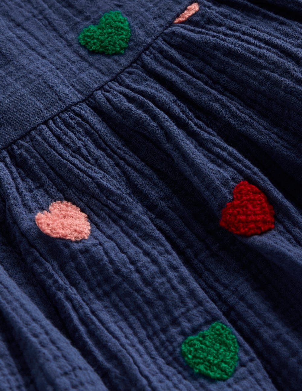 Puff Sleeve Double Cloth Dress-Starboard Blue Hearts - Image 9