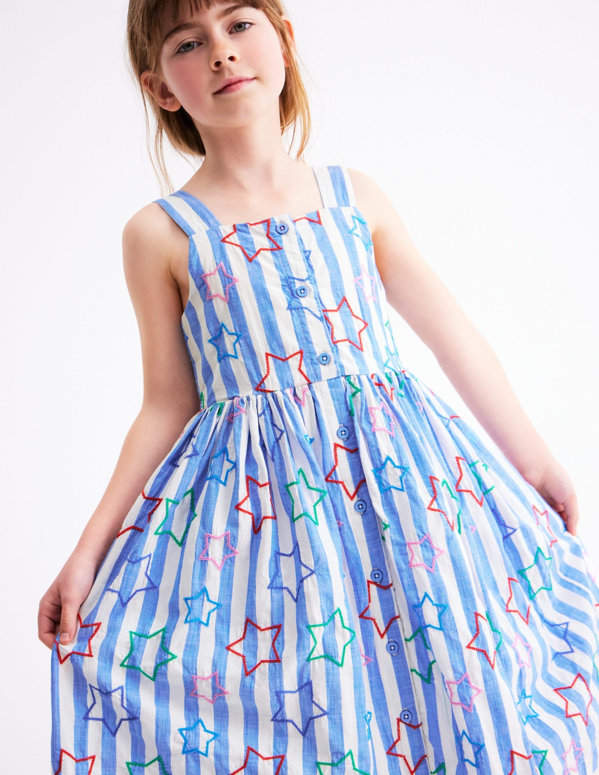 Remy Button Through Dress-Peacock Plume Blue Star - Image 3