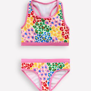 Racerback Bikini-Multi Rainbow Leopard