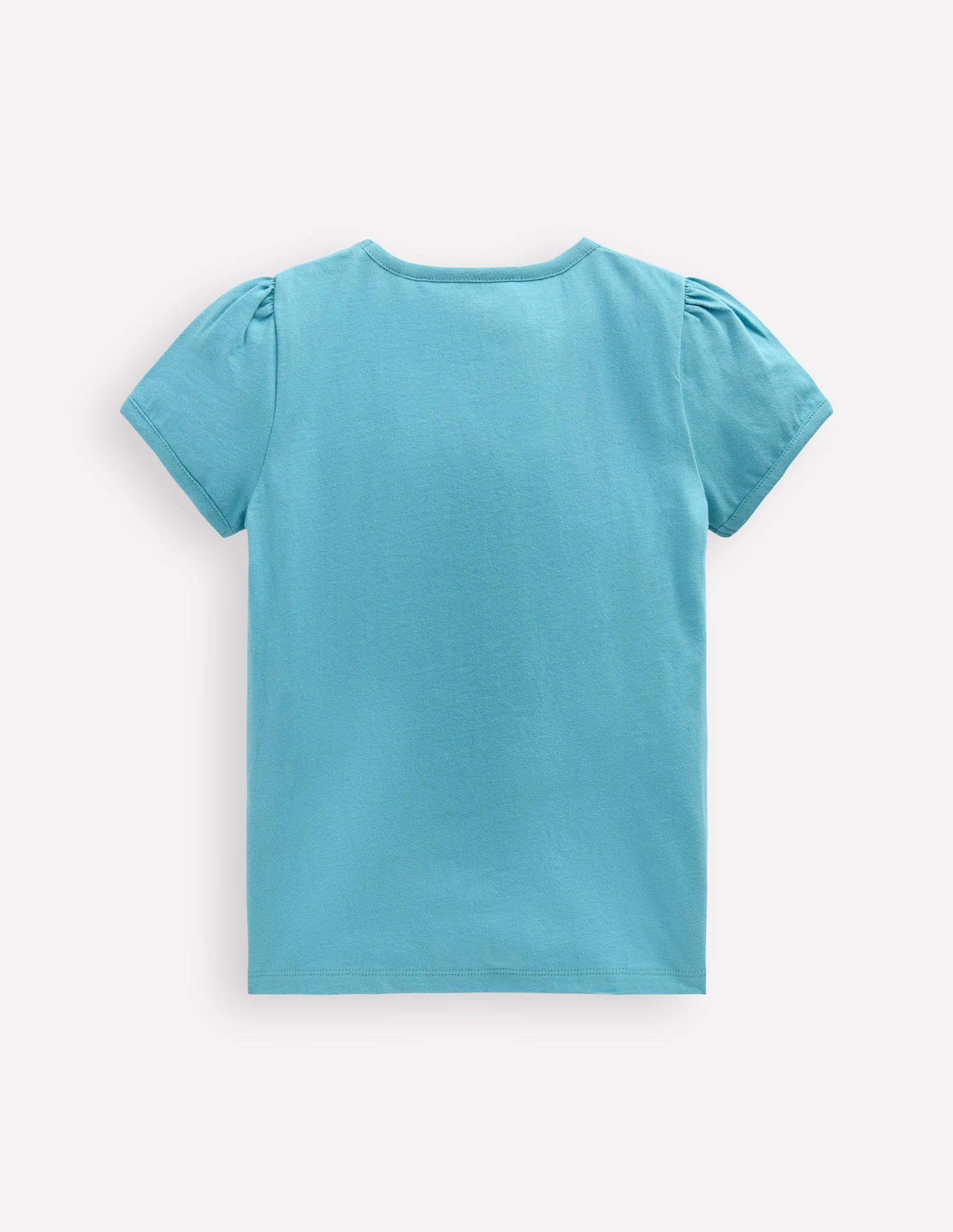 Puff Sleeve Superstitch Top-Aqua Sea Blue Fish - Image 5