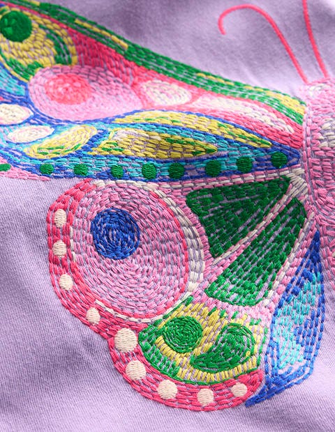 Puff Sleeve Superstitch Top-Parma Violet Purple Butterfly - Image 3