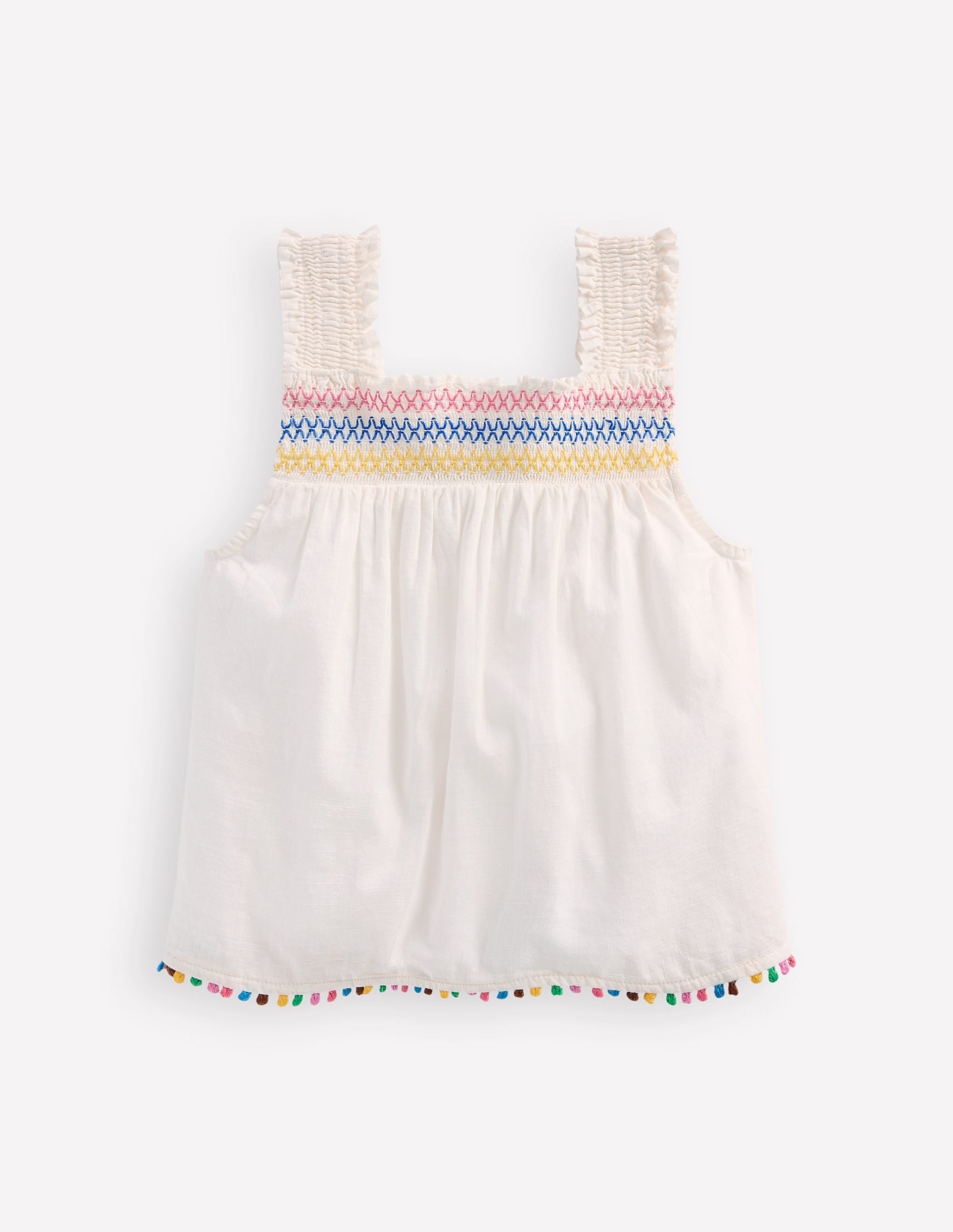 Smocked Woven Top-Soft Ivory - Image 2
