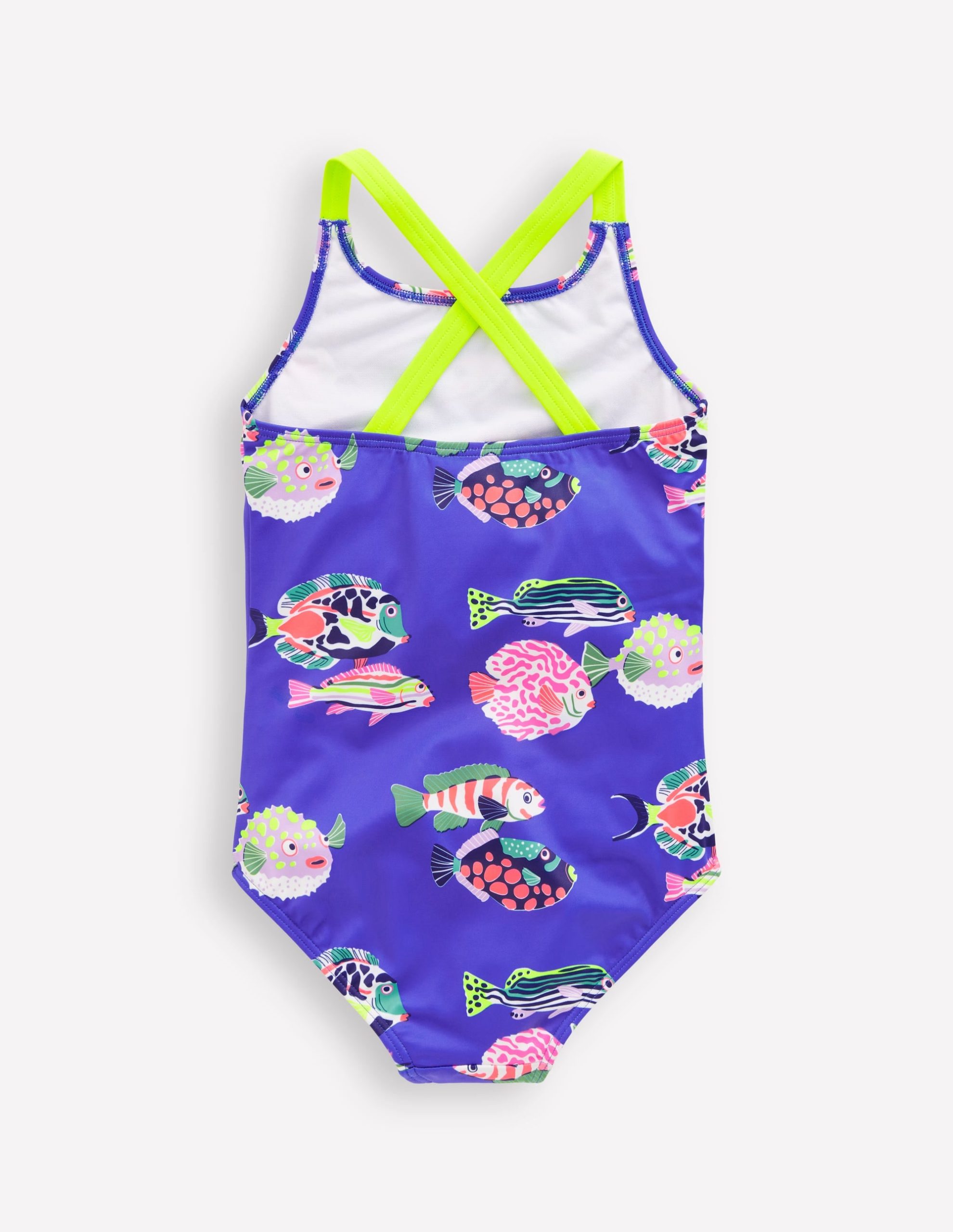 Cross-back Printed Swimsuit-Blue Heron Fish - Image 4