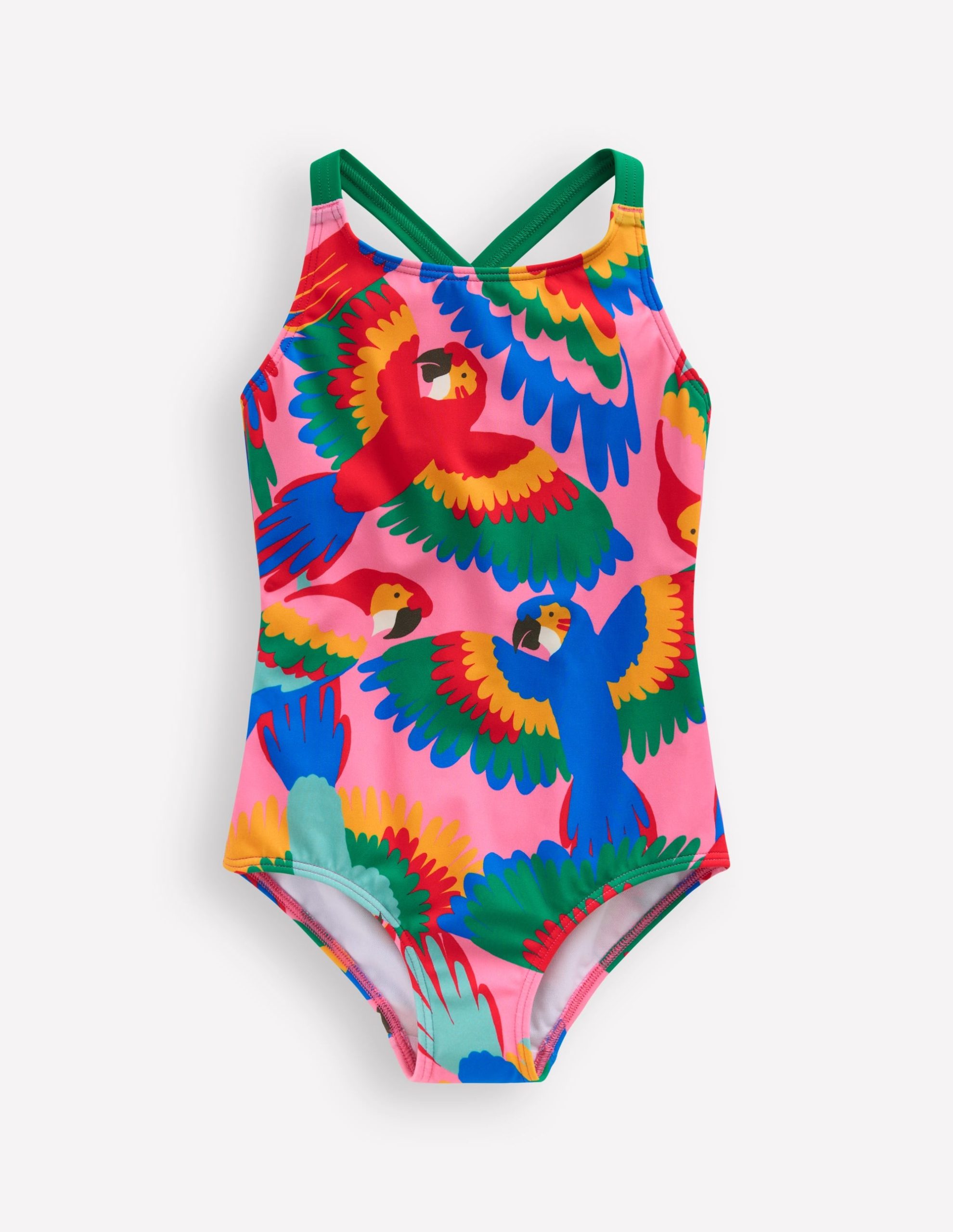 Cross-back Printed Swimsuit-Multi Rainbow Parrot - Image 3