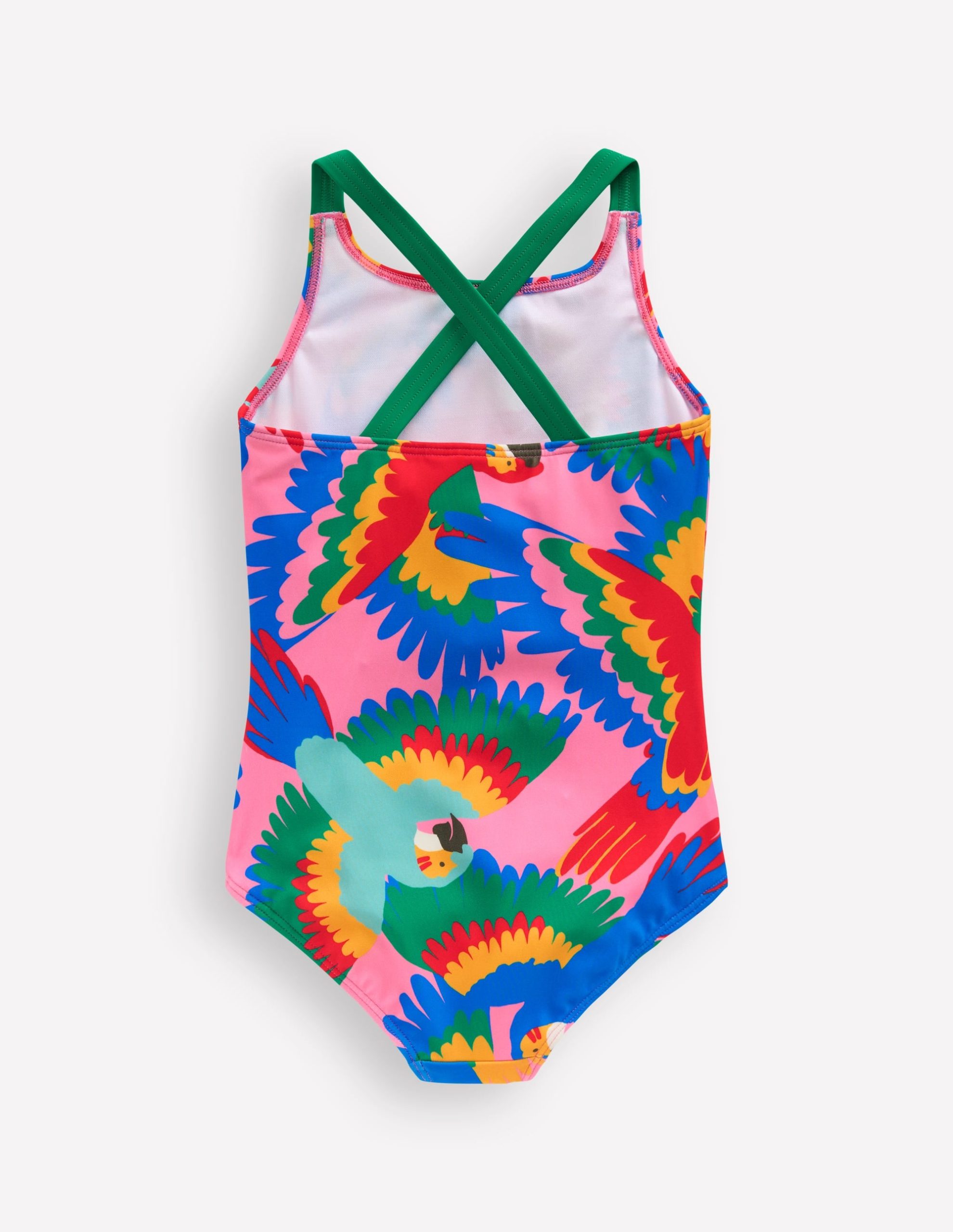 Cross-back Printed Swimsuit-Multi Rainbow Parrot - Image 4